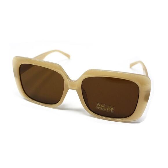 Tan Brown Sunglasses w Dark Lens Bold Square Fashion Retro Shades - Hey Viv - Picture 2 of 3